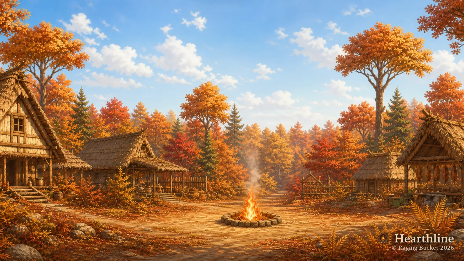 The Hearthline settlement — Autumn, day