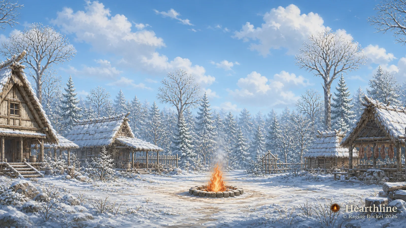 The Hearthline settlement — Winter, day